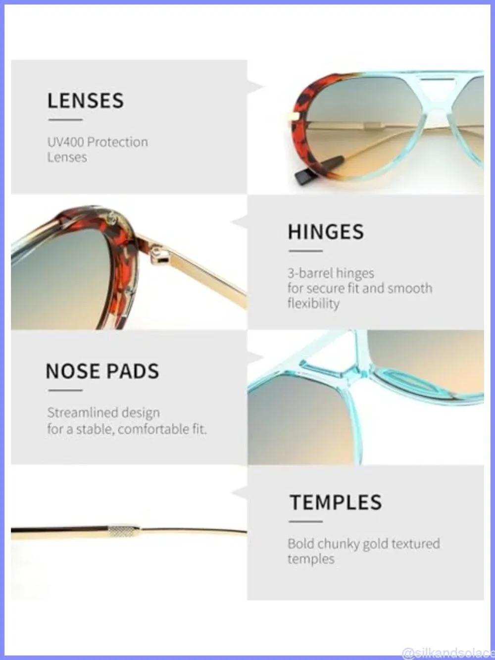 Retro Gold Metal Aviator Sunglasses UV400 Full Frame Unisex
